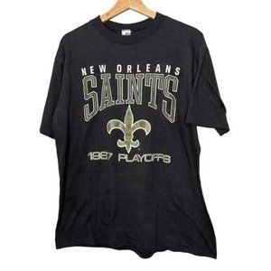 Vintage Artex 1987 NFL New Orleans Saints Playoffs T-Shirt Black XL T-Shirt